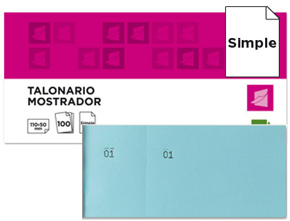 Talonario Liderpapel Mostrador 50x110mm. celeste con matriz